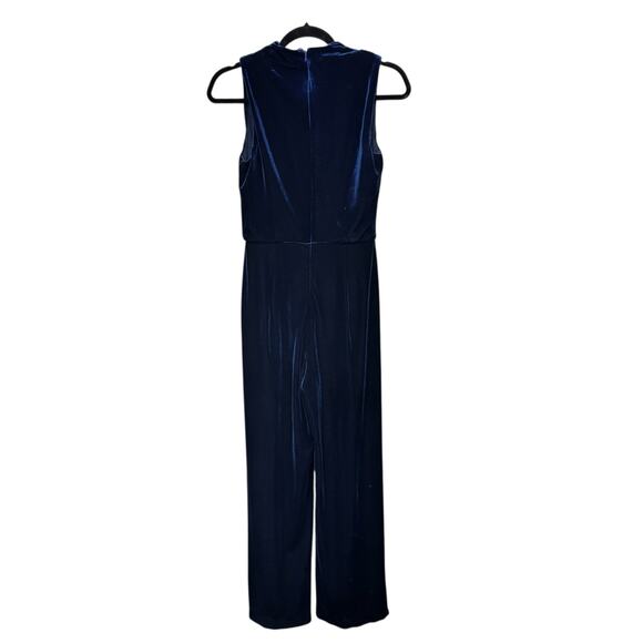 NWT Black Halo Deep Navy Velvet Sleeveless Mock Neck Corrine Jumpsuit Womens 2 - Picture 3 of 8
